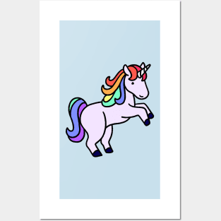 Playful rainbow unicorn Posters and Art